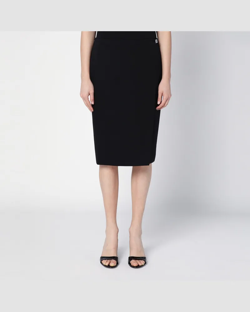 Givenchy Schwarzer Wollrock mit 4G-Metallknopf Black