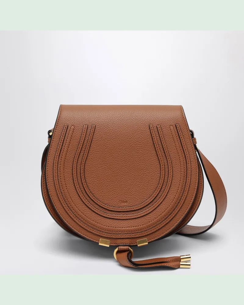 Chloé Saddle Marcie Tasche in Hellbraun aus genarbtem Leder Brown