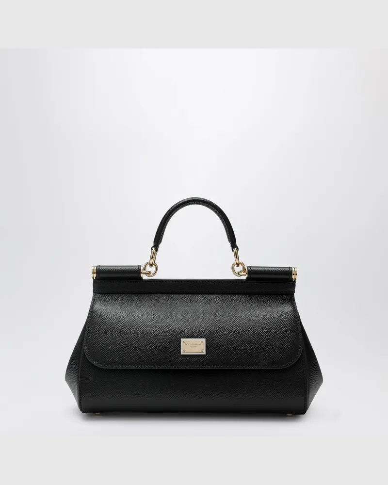 Dolce & Gabbana Sicily Handtasche medium aus Dauphine-Kalbsleder schwarz Black