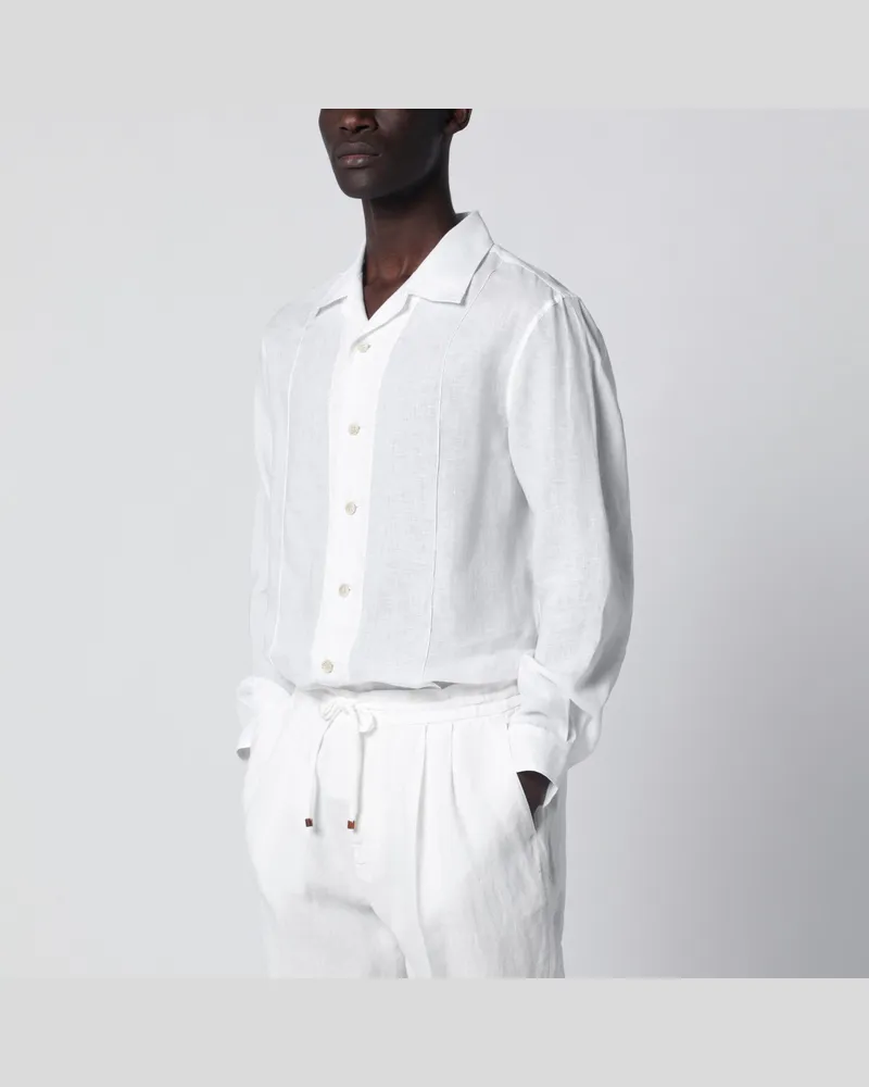 Brunello Cucinelli Weißes Leinenhemd East Fit White