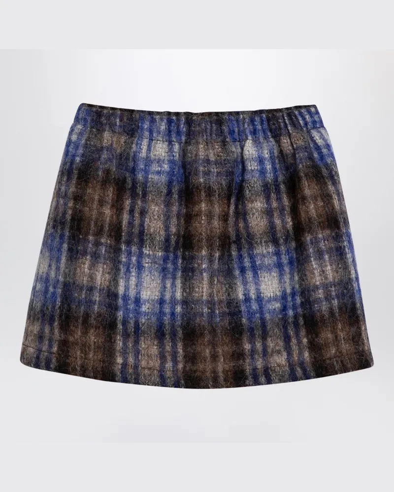 DOUUOD Karierter Rock aus Wollmischung grau/blau Multicolor