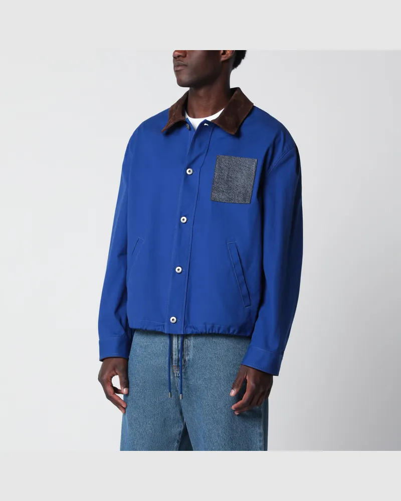 Loewe Langarmjacke aus Baumwolle und Leder in Blau Blue