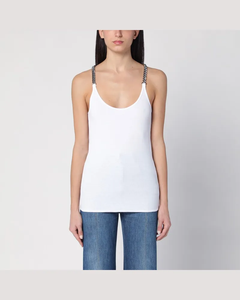 Stella McCartney Weißes Tank-Top mit Trägern mit Kette Weiß