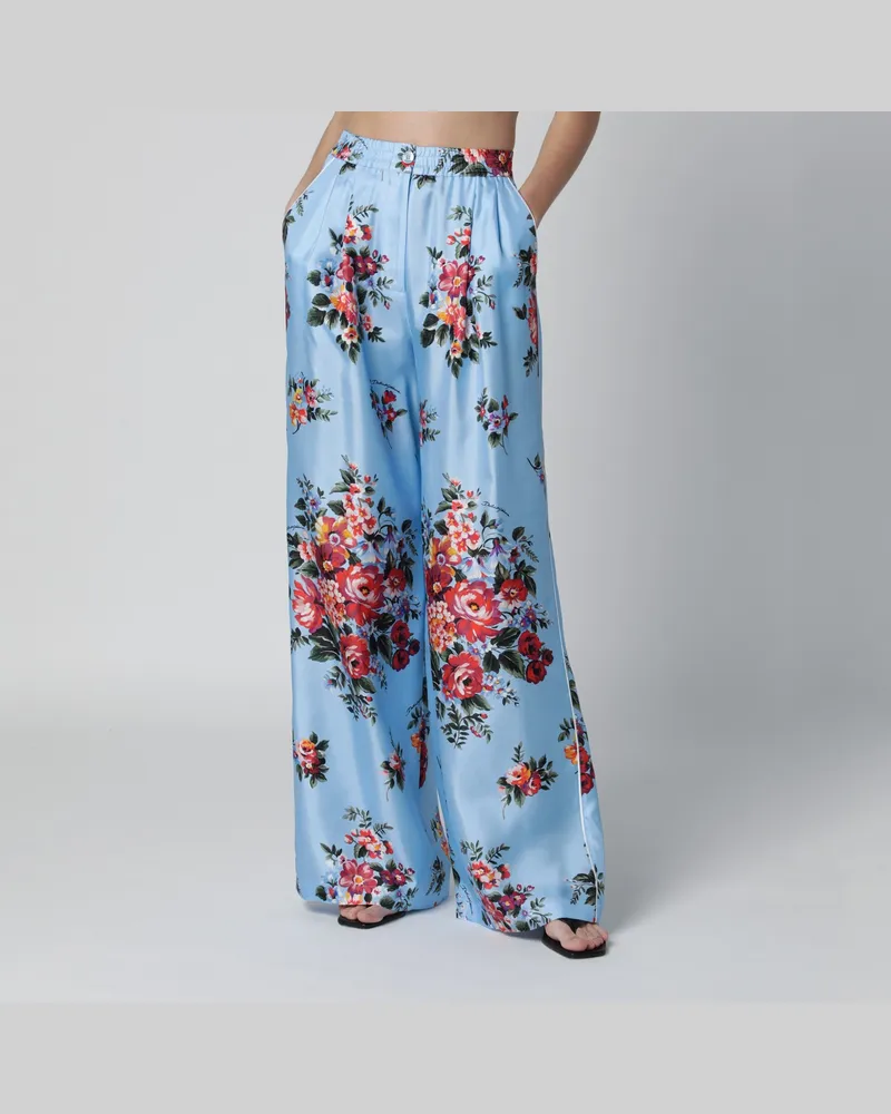 Dolce & Gabbana Hose aus Seidentwill mit Blumenprint Light