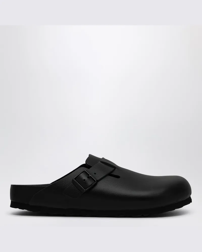 Birkenstock Pantolette Boston schwarz aus glattem Leder Schwarz
