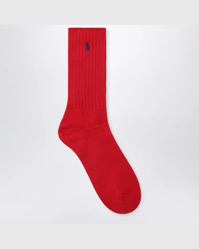 Ralph Lauren Schwarz-rote Logo-Socken aus Baumwollmischgewebe Black