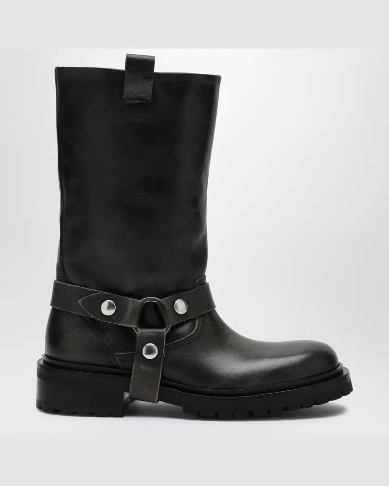 Golden Goose Kurt Stiefel aus schwarzem Leder mit Schnalle Black