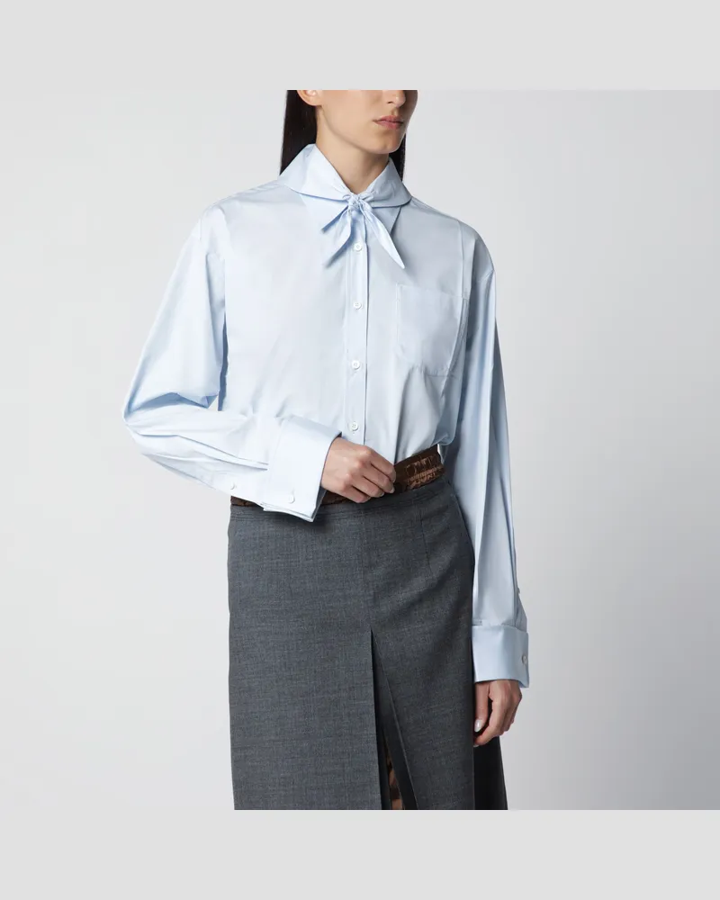 Prada Light blue cotton shirt with scarf Light