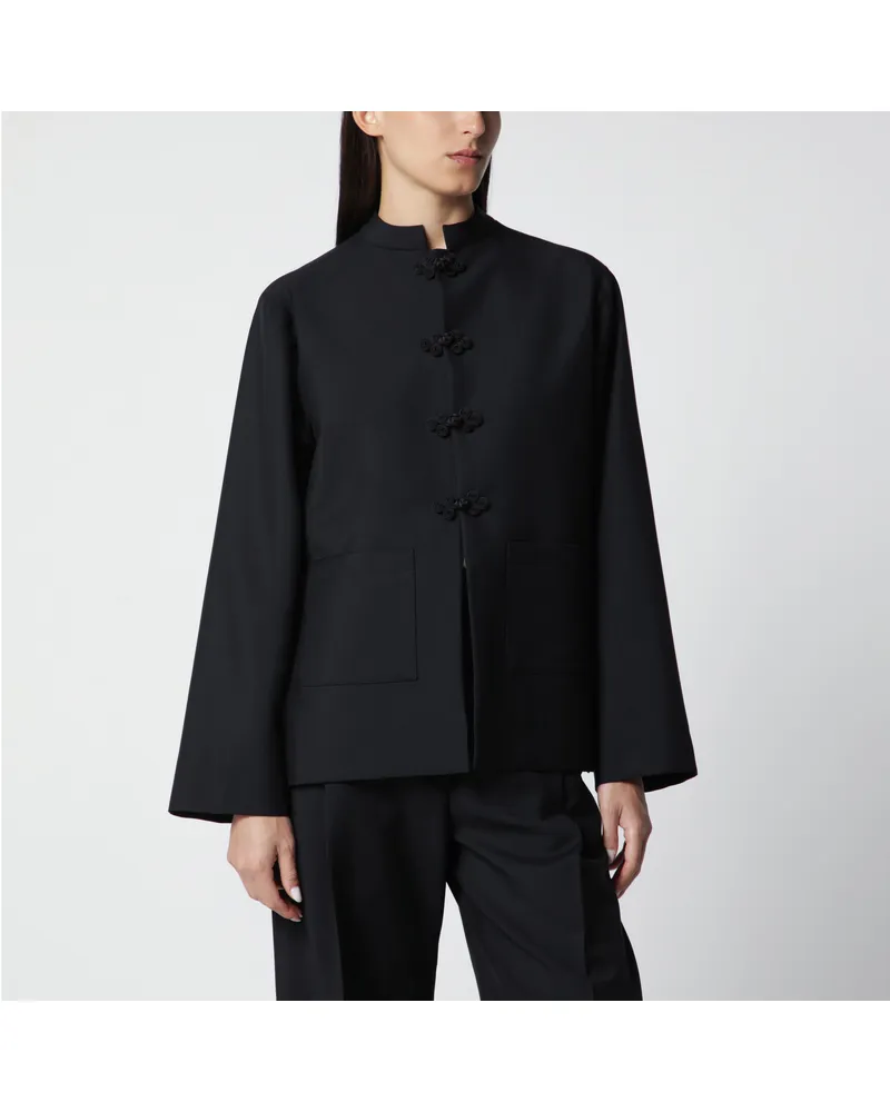 Róhe Schwarze Wolljacke mit Pankou-Verschluss Black
