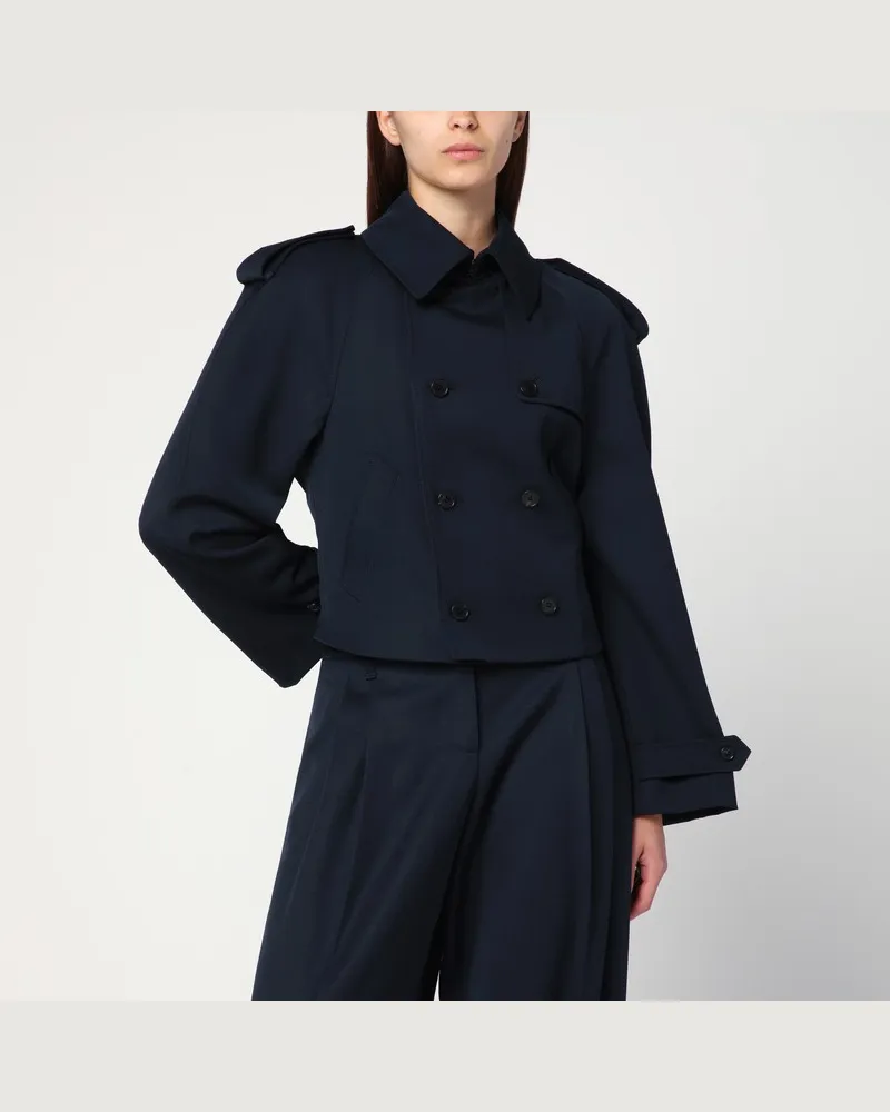 Alexander McQueen Kurze marineblaue Zweireiherjacke Blau