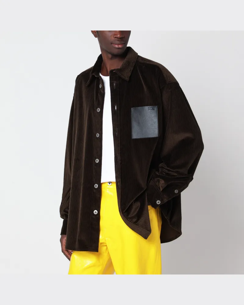 Loewe Braunes Cordhemd aus Baumwolle Brown