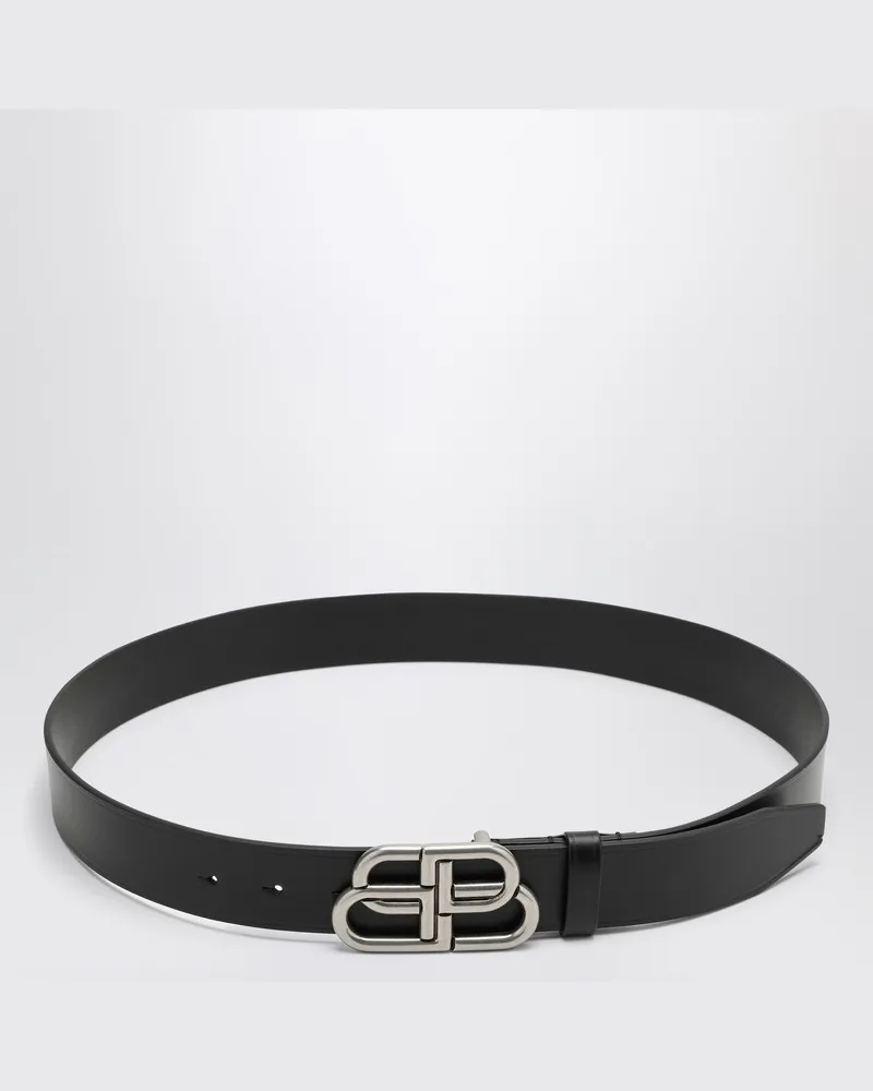 Balenciaga Schwarzer BB-Ledergürtel Schwarz