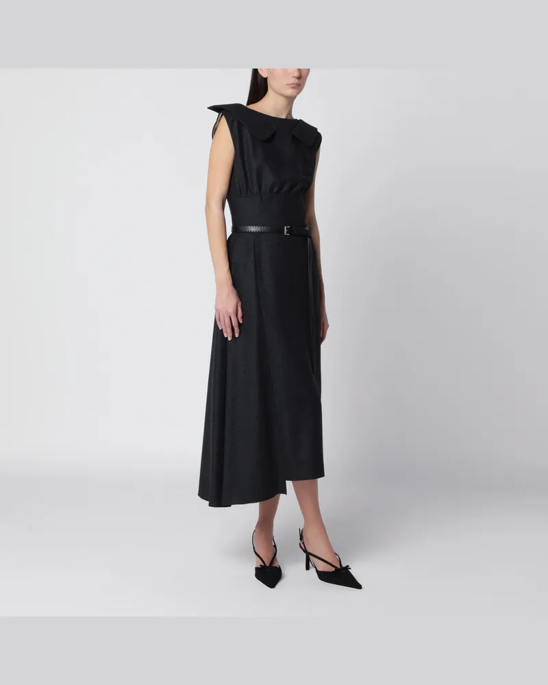 Prada Asymmetrisches Kleid in Antracite aus Re-Wool-Wolle Grey