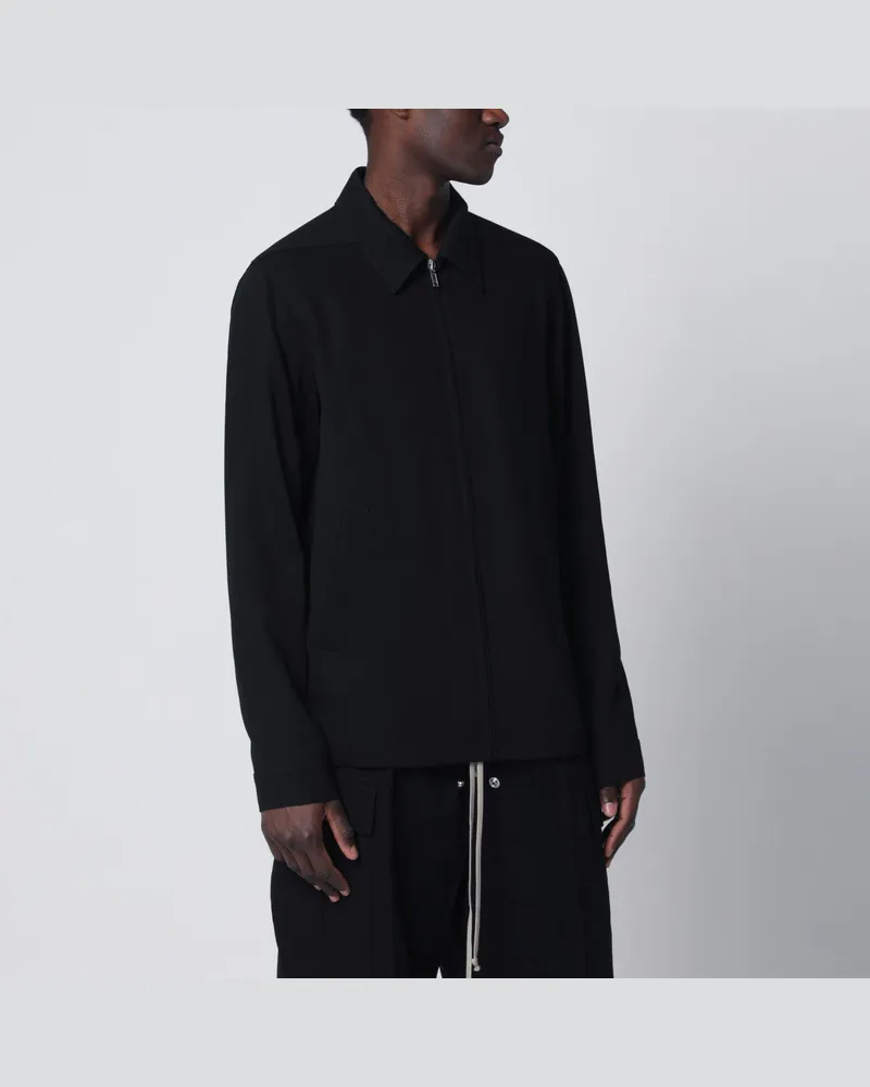 Rick Owens Hemdjacke aus Wolle mit Reißverschluss Black