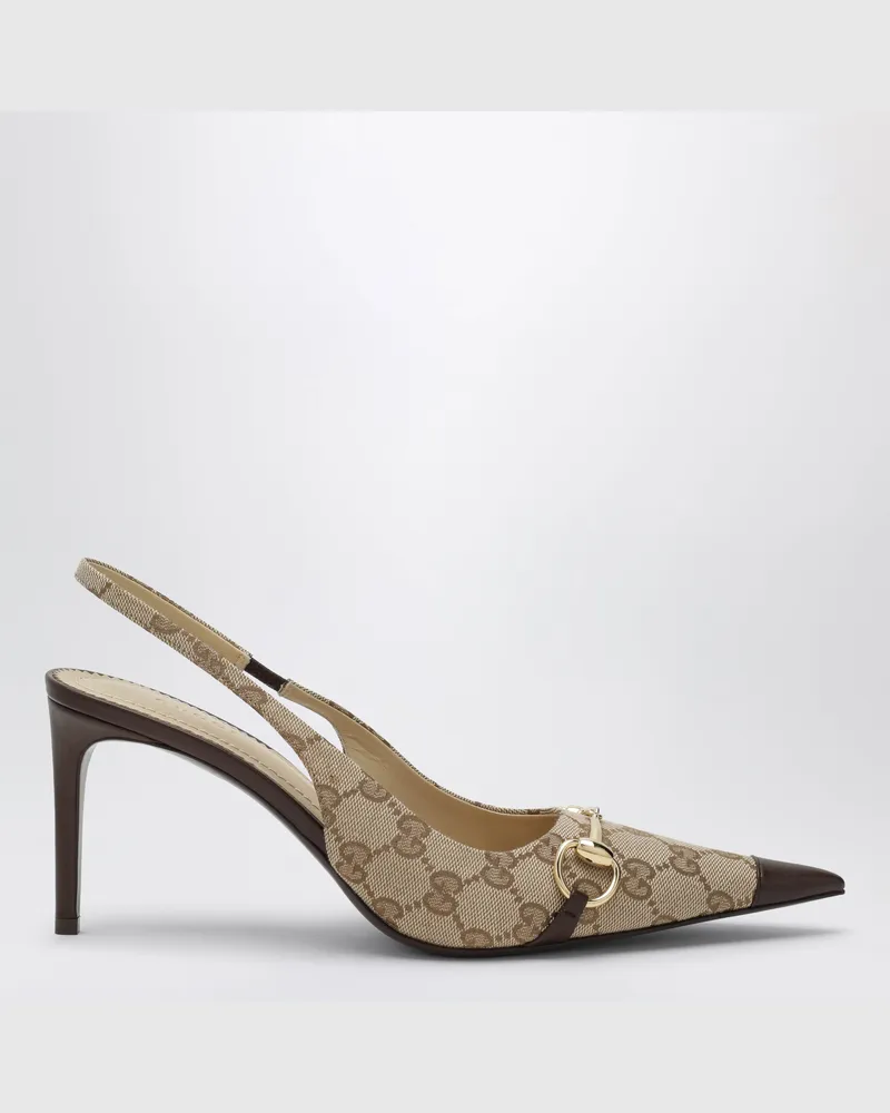 Gucci Beige Donna Slingback-Pumps aus GG-Stoff Beige