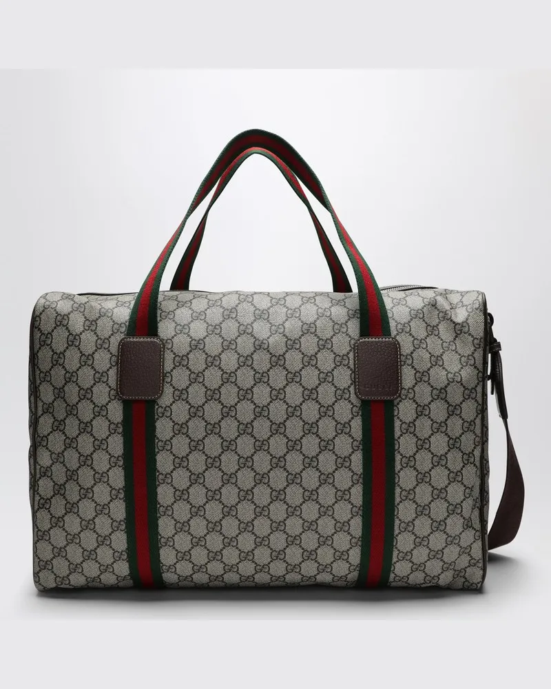 Gucci Mittelgroße Reisetasche mit Webdetail aus GG-Stoff beige/ebenholz Beige