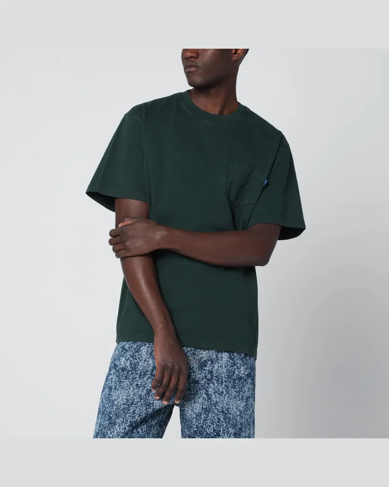 AWAKE NY Grünes Rundhals-T-Shirt mit Logo 