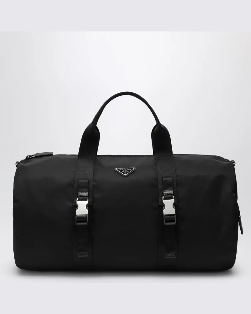 Prada Schwarze Re-Nylon- und Saffiano-Reisetasche Schwarz