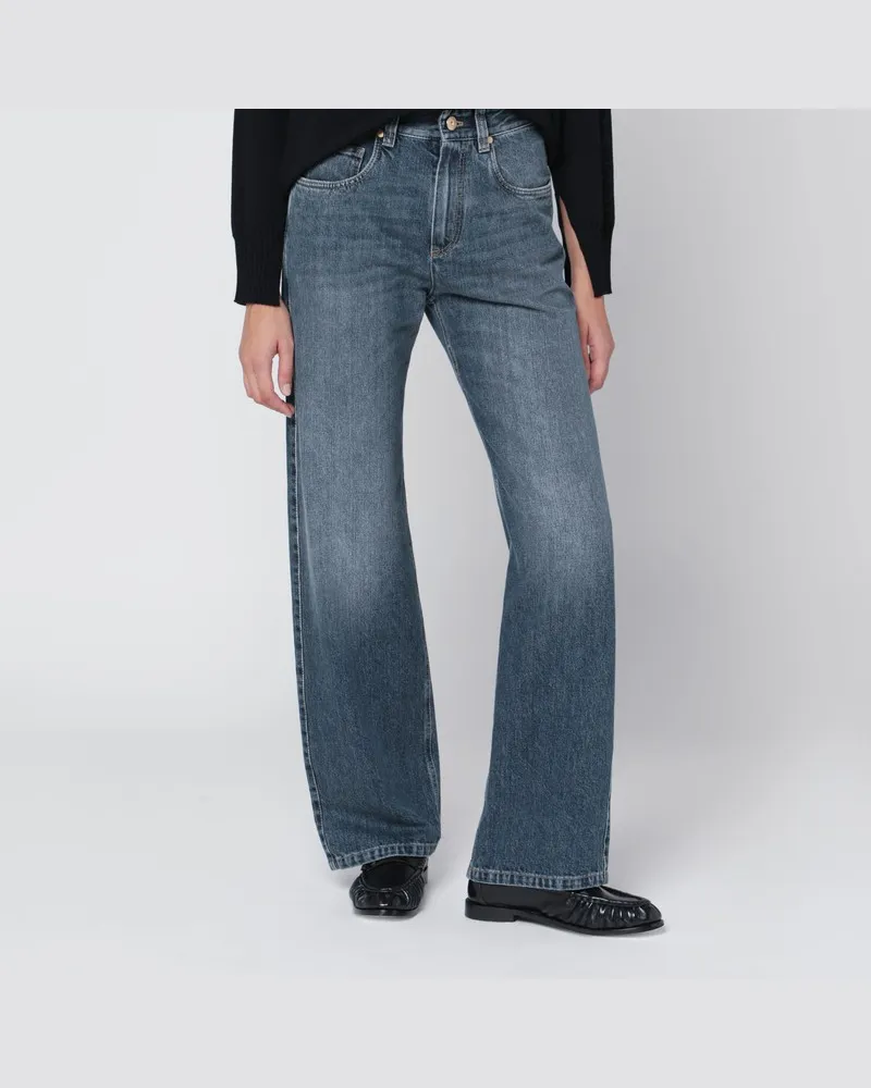 Brunello Cucinelli Zeitgenössische lockere Hosen aus blauen Denim Blau