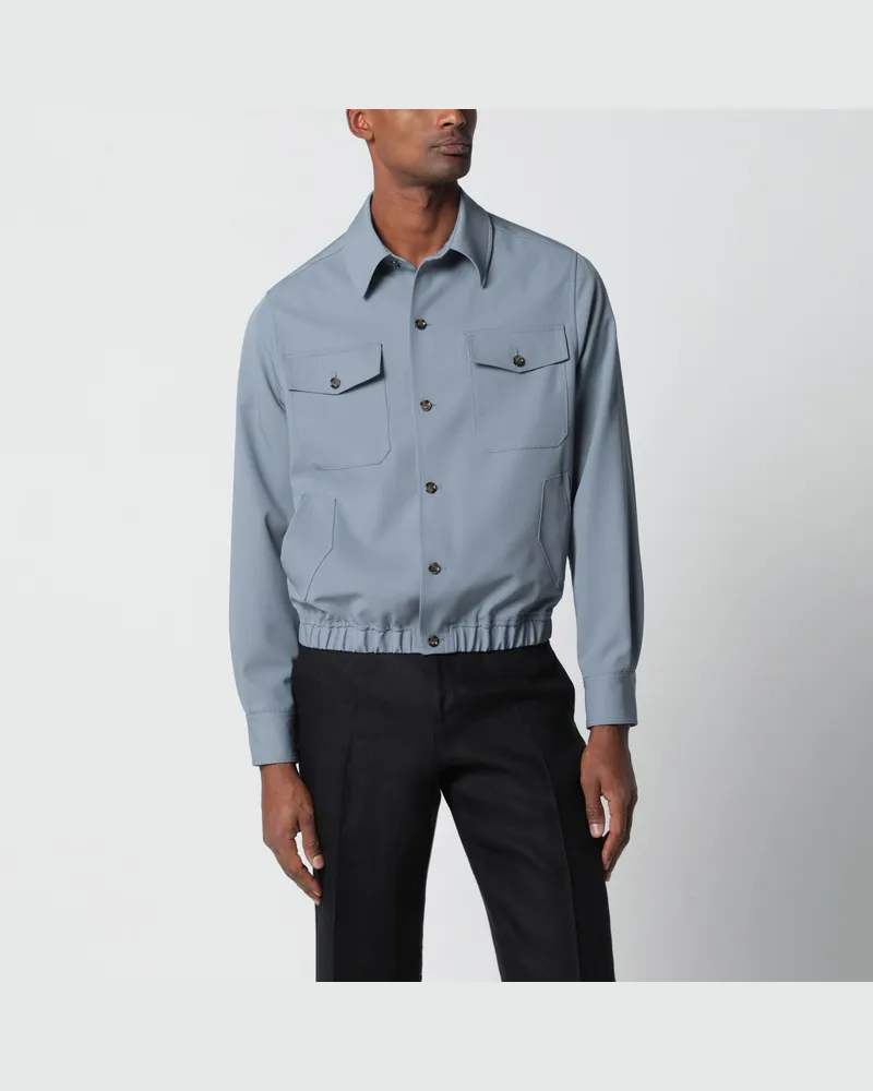 LARDINI Graue Hemdjacke aus Wolle 