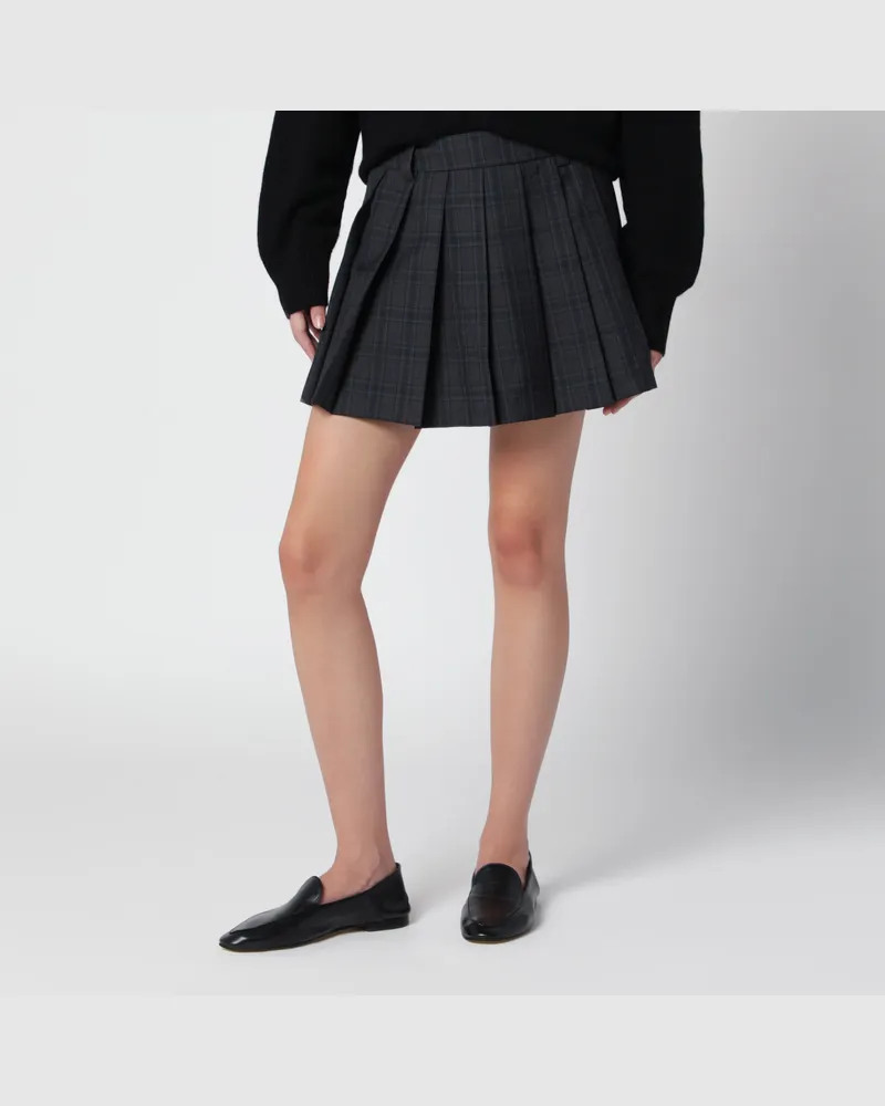 Dunst Check pleated mini skirt in wool blend Blue