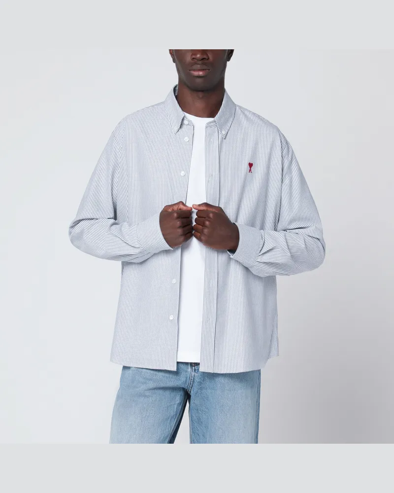 AMI Paris Weißes gestreiftes Ami De Coeur Hemd Black