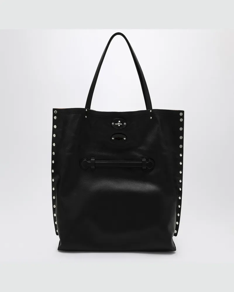 Zanellato Mittlere Tragetasche A' Spasso schwarz aus Leder Black