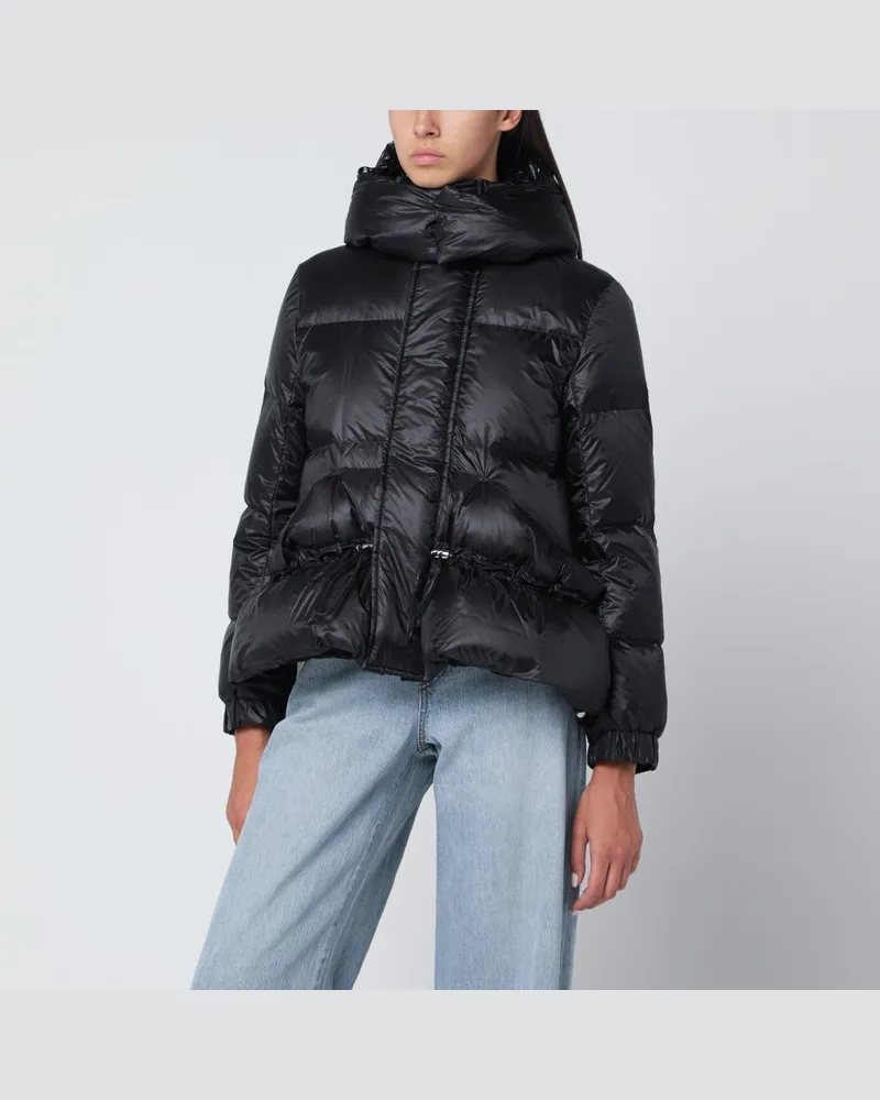 Sacai Schwarze Daunenjacke aus Nylon mit Kordelzug Schwarz
