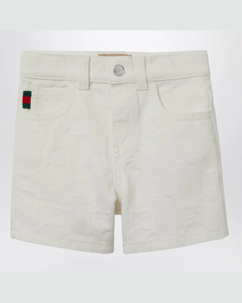 Gucci Weiße Shorts aus GG-Jacquard-Denim White