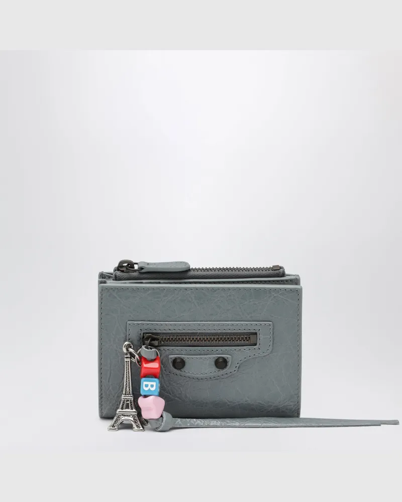 Balenciaga Bifold-Geldbörse Le City aus Lammleder in Blau-Grau Blue