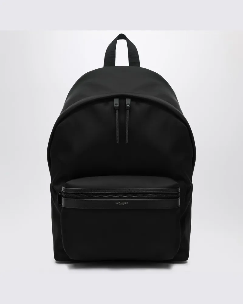 Saint Laurent Schwarzer Leder- und Nylon-Rucksack Schwarz