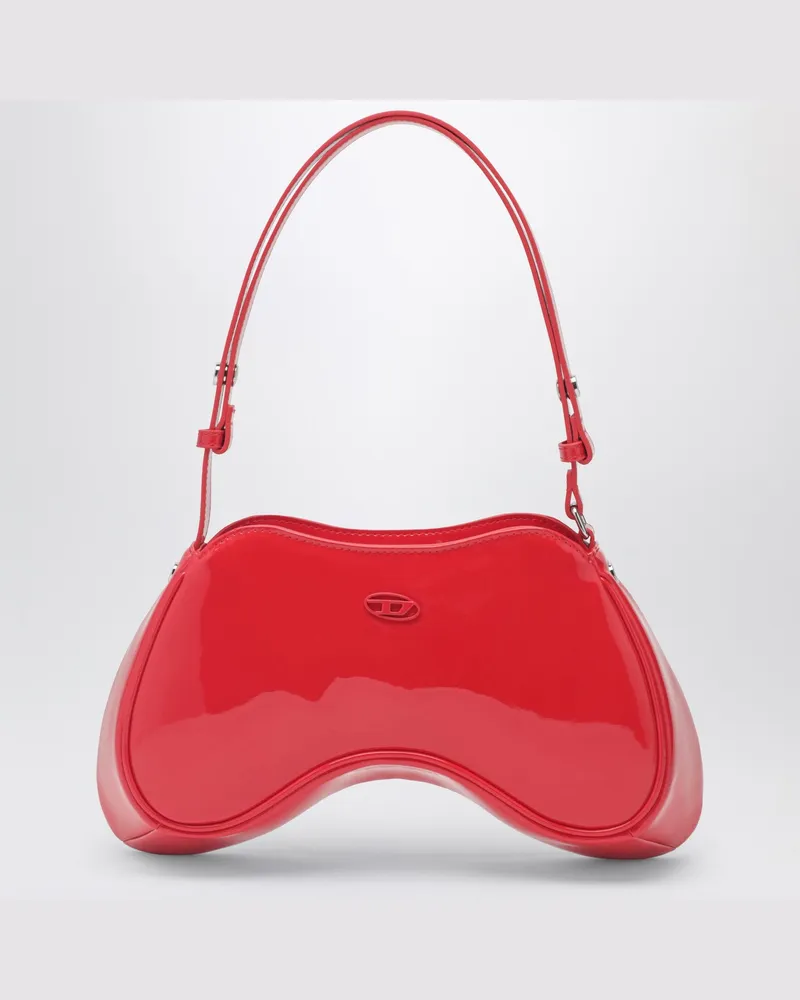 Diesel Double-D Schultertasche aus rotem Lackleder 
