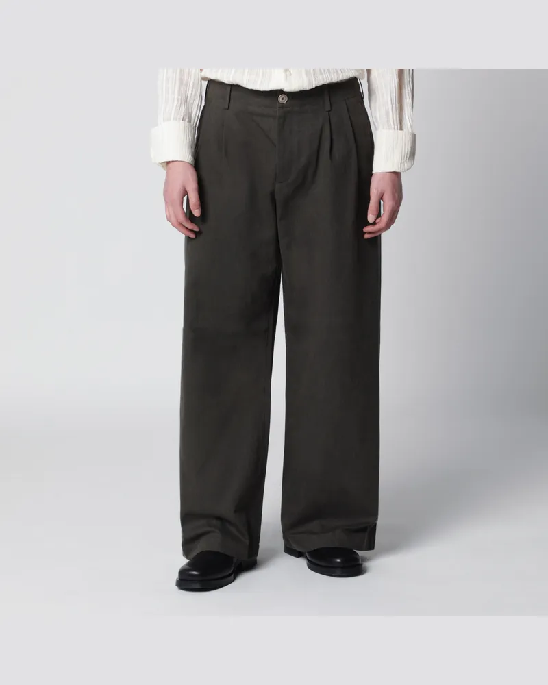 Our Legacy Bridge Hose aus beschichtetem Baumwollstoff in antikem Schlammton Green