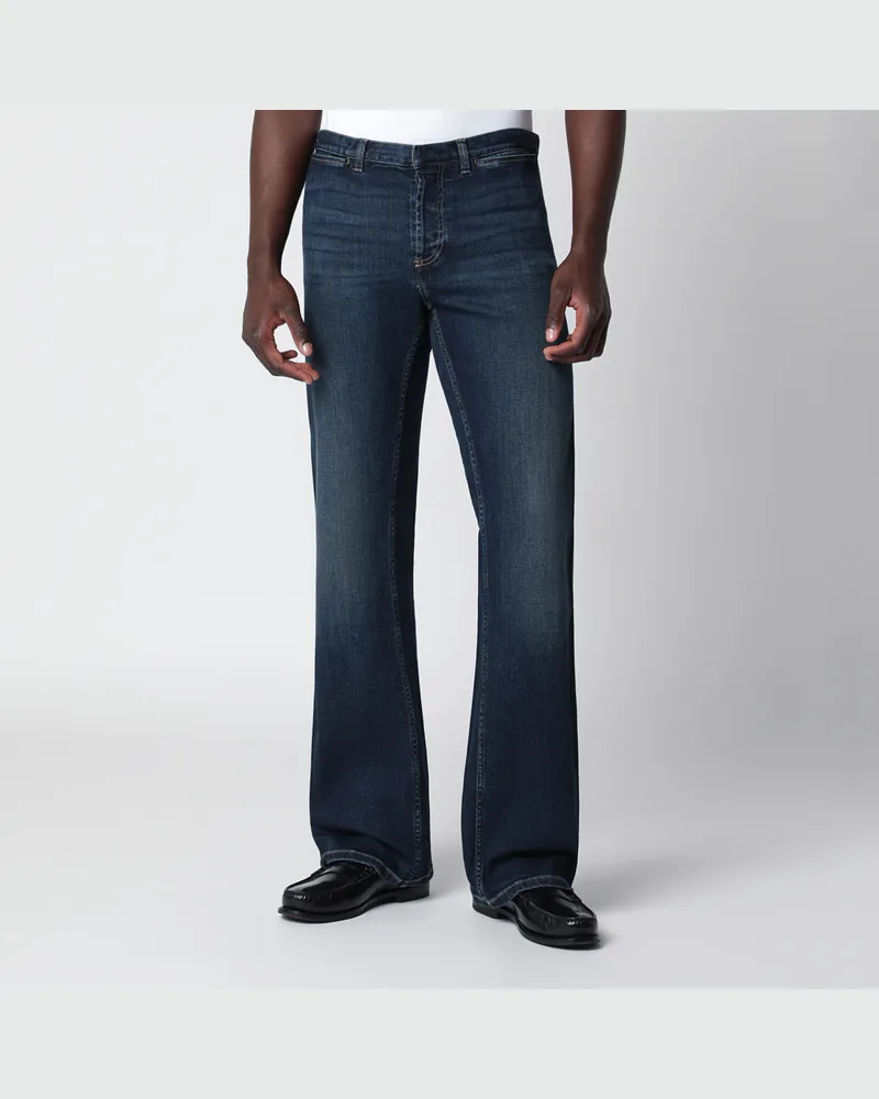 Gucci Baumwoll-Denimhose mit Webband in Blau Blue