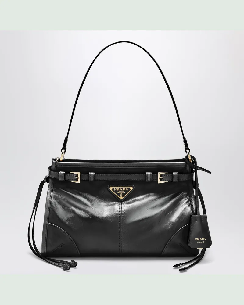 Prada Kleine Bonnie Handtasche aus schwarzem Kalbsleder Black
