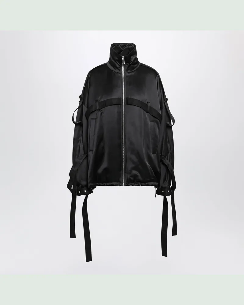 ATTICO Black deconstructed bomber jacket in satin Black