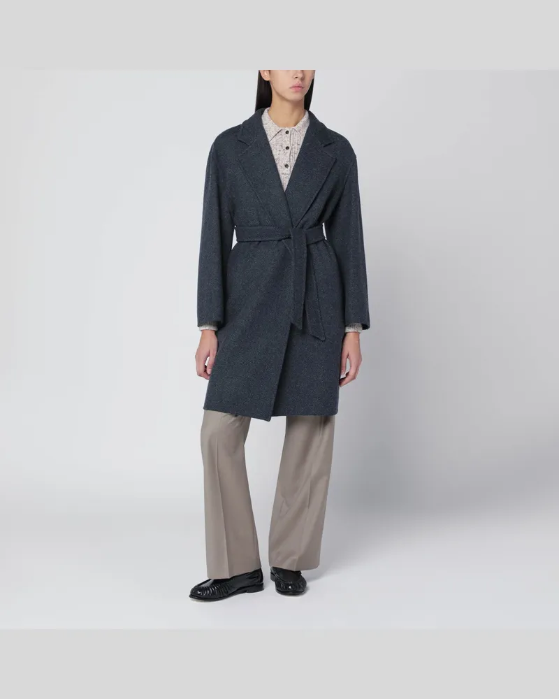 Max Mara Blauer Wollmantel mit Denim-Effekt Blue