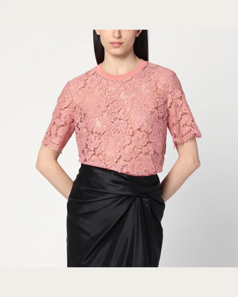 Dolce & Gabbana T-Shirt aus rosa Spitze Pink