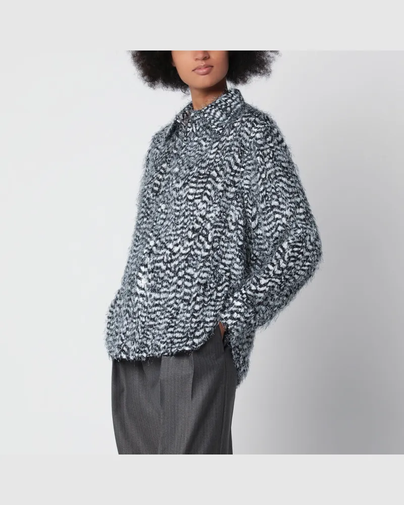 Bottega Veneta Zweifarbiges Hemd Fil Coupé Feather aus Viskose Multicolor