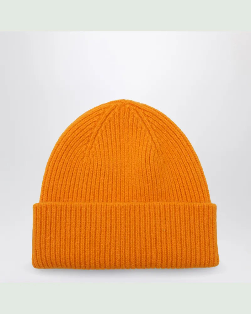 Le Bonnet Beanie aus Wolle und Caregora in Orange Peel Orange