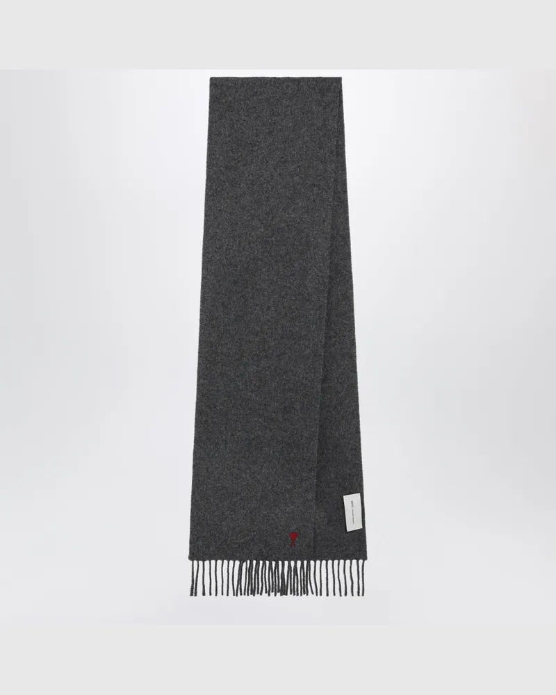 AMI Paris Grauer Ami de Caur Schal aus Wolle Grey