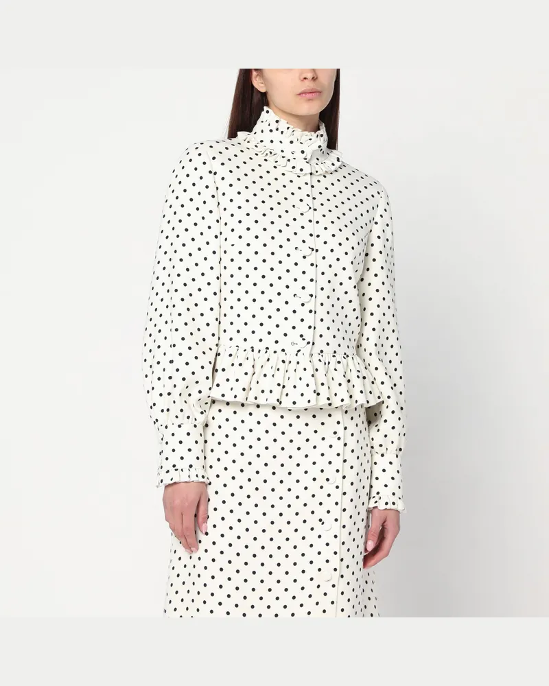 Valentino Garavani Weiße einreihige Jacke mit schwarzen Punkten White