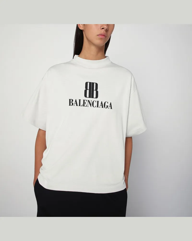 Balenciaga Weißes T-Shirt Nano BB Medium Fit Weiß