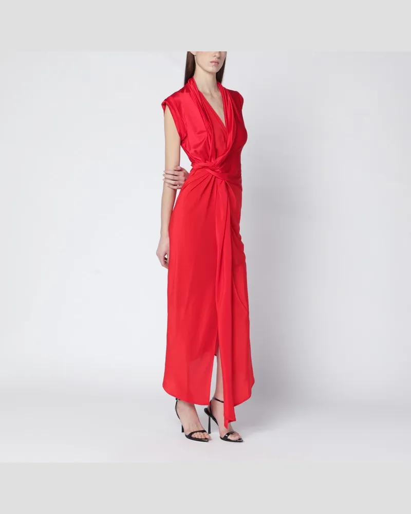 Victoria Beckham Geflochtenes rotes Kleid aus glänzendem Jersey Rot