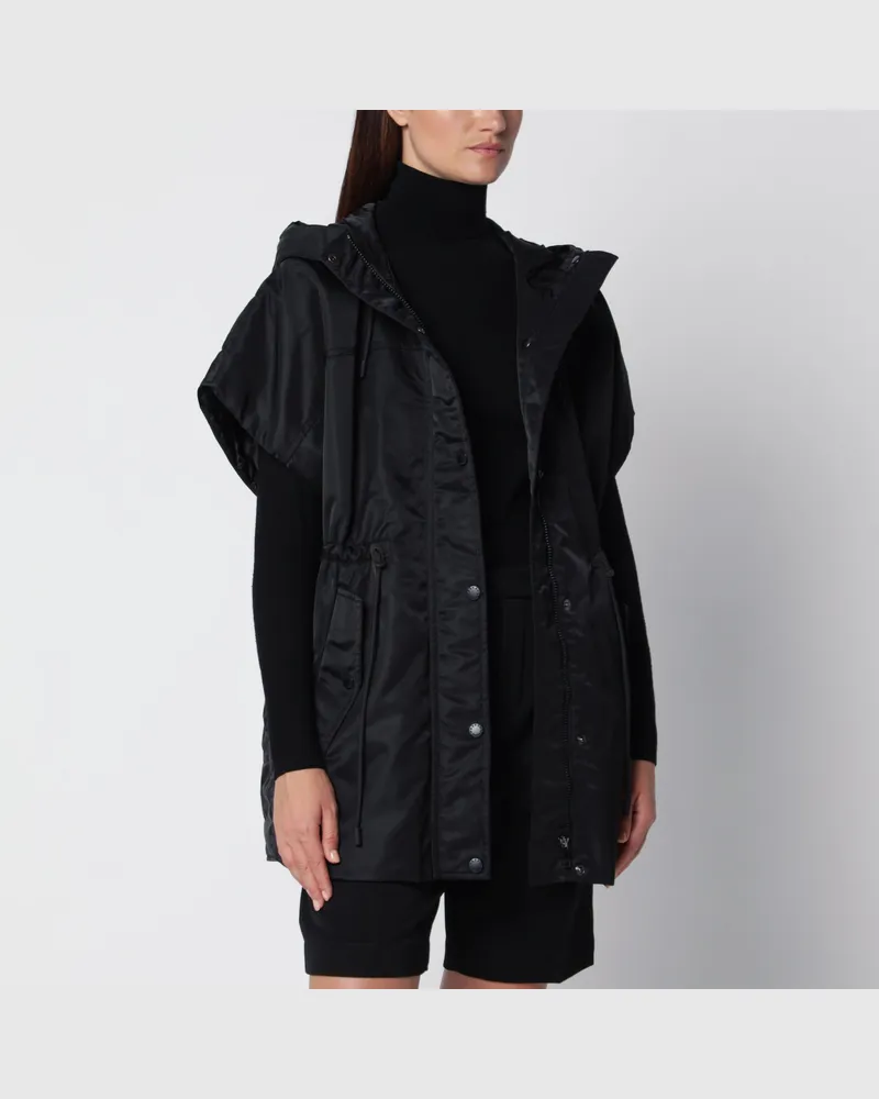 Max Mara Schwarze ärmellose Jacke aus Nylon Black