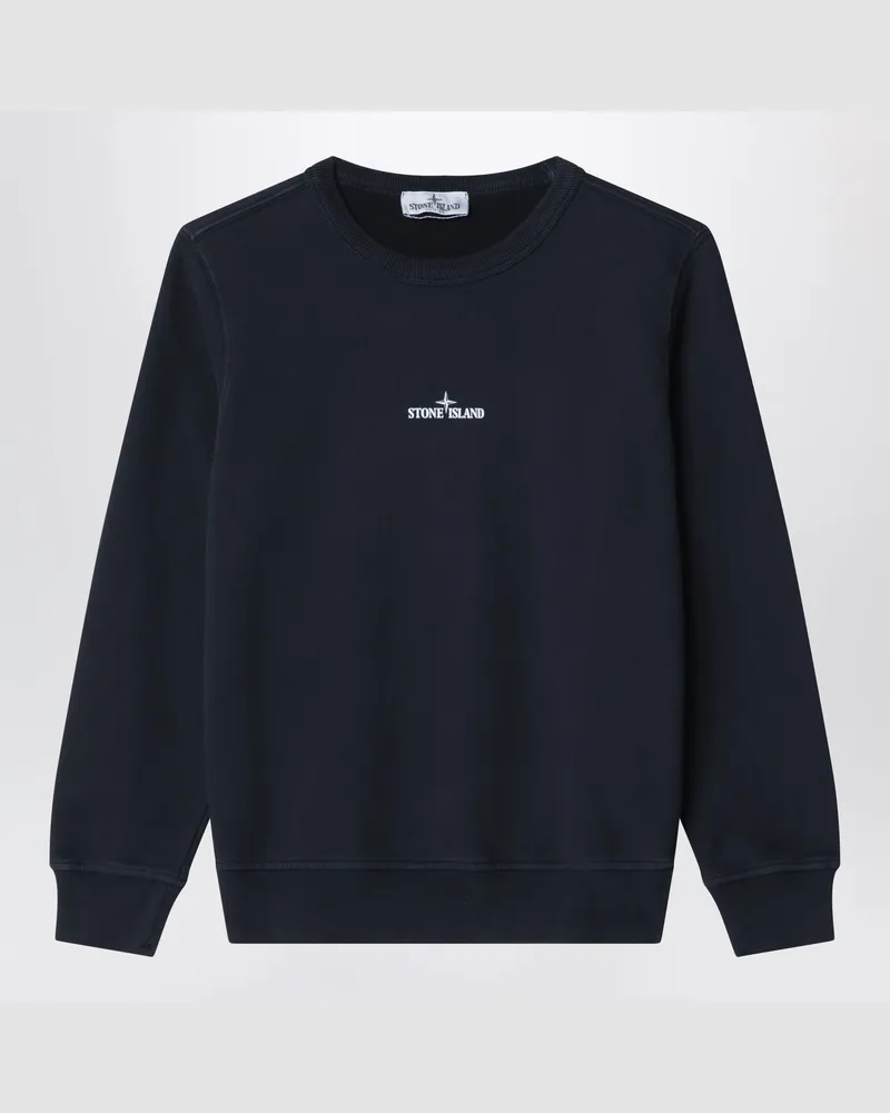 Stone Island Marineblaues Sweatshirt aus Baumwolle mit Logo-Prints Blue