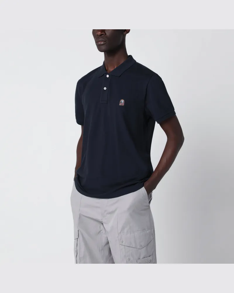 Parajumpers Marineblaues Poloshirt mit Logo-Patch Blue