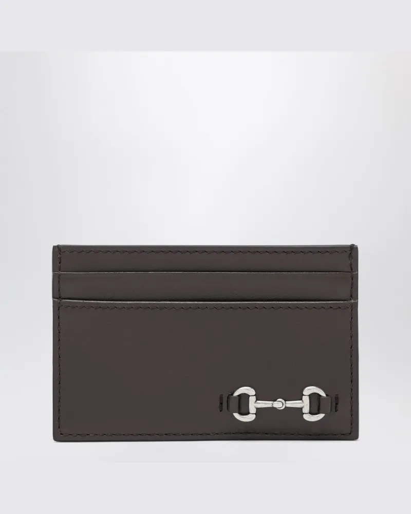 Gucci Kakaofarben Kartenhalter mit Horsebit 