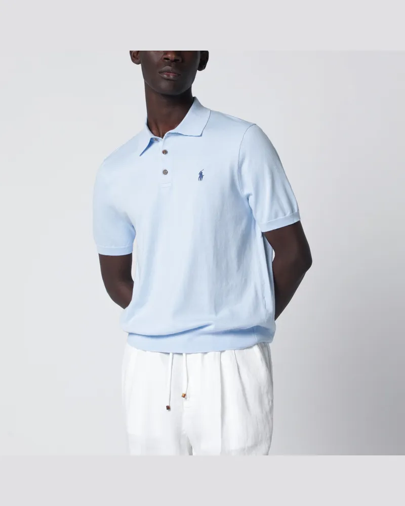Ralph Lauren Hellblaues Poloshirt aus Baumwollstrick Light