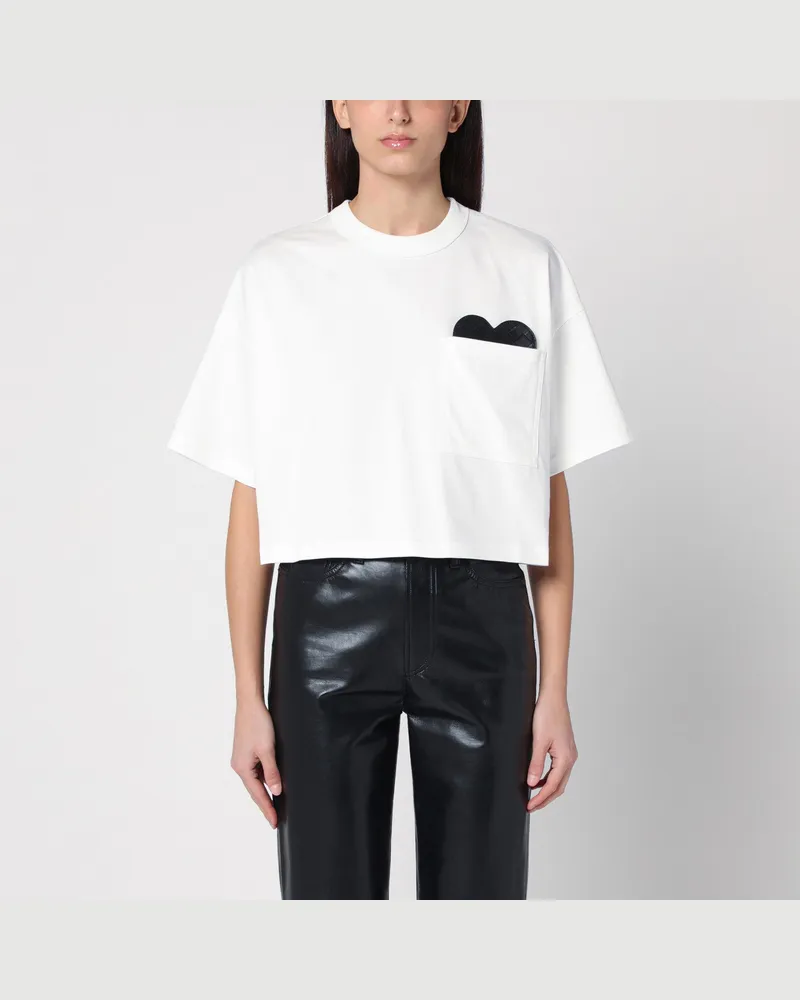 Bottega Veneta Weißes kurzärmeliges T-Shirt mit Herz 